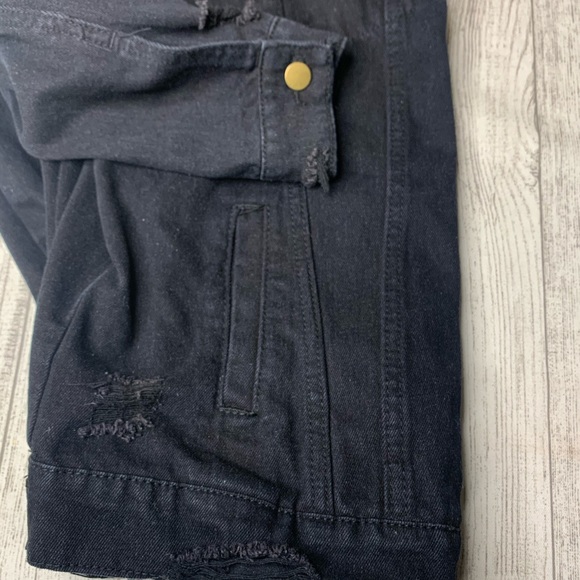 Say What? Distressed Black 4 pocket denim jacket. - Picture 7 of 9